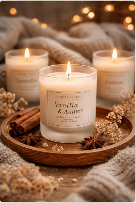 Bougie parfumée naturelle Vanille & Ambre